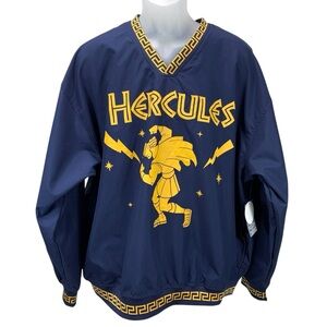 Disney Hercules Pullover Windbreaker Jacket Mens XL Blue Gold Greek Key NWT